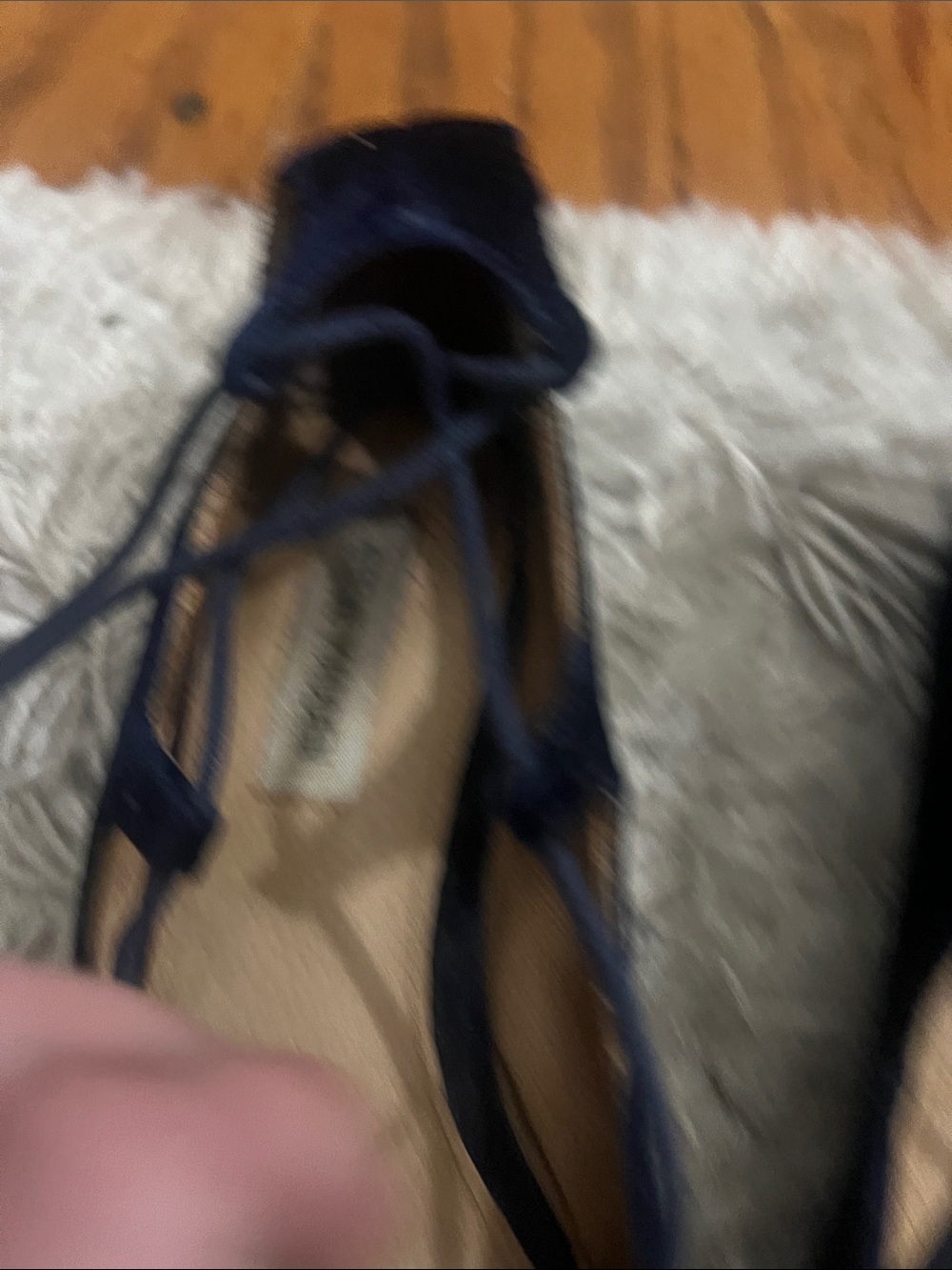 Steve Madden Women's Navy Velvet Lace-Up Pointed Velvet Flats in Navy - Picture 2 of 6